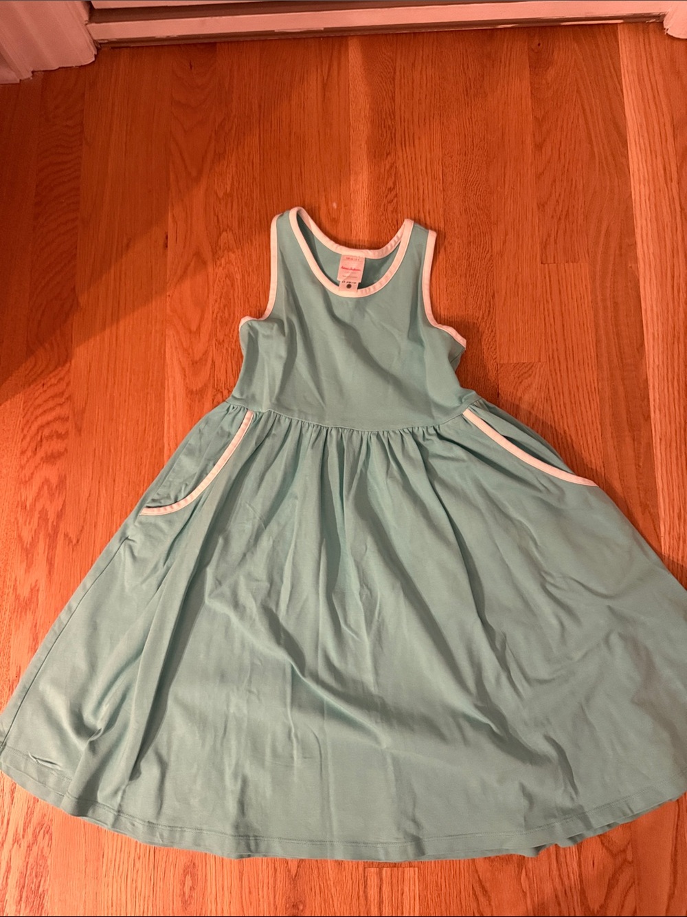 Hanna Andersson Sleeveless Mint Dress with White Trim